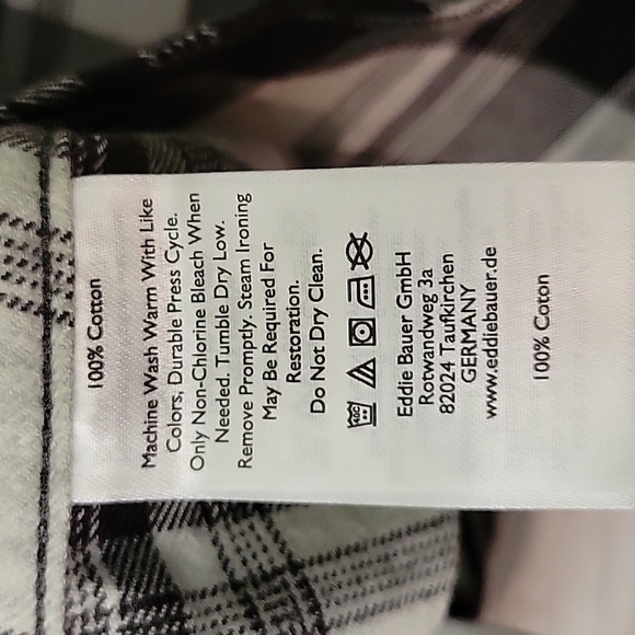 Eddie Bauer Classic Black & White Plaid Flannel, Size Tall Medium - Picture 5 of 8